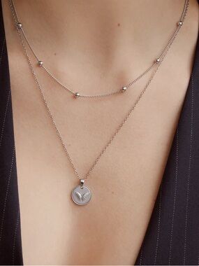 Twenty Compass Muse Butterfly Pendant Necklace Waterproof Stainless Steel